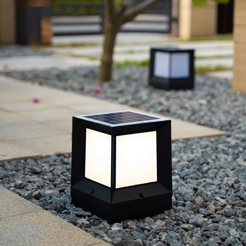 ソーラーコラムLEDライト,1ピース,防水屋外ウォールライト,パティオ景観用,15cm