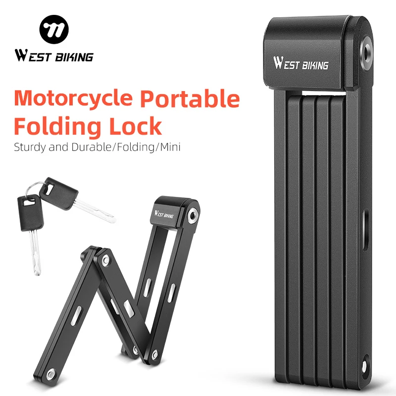 

WEST BIKING Foldable Lock Alloy Anti-Theft Safety Lock Portable Durable Motorcycle Electric Bike Lock Outdoor Cycling Accessory