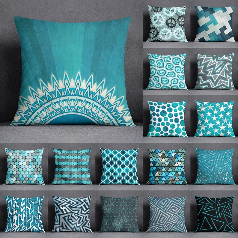 Blue Fresh Air Series Pillow Gift Home Office Decoration  Bedroom Sofa Car Cushion Cover case