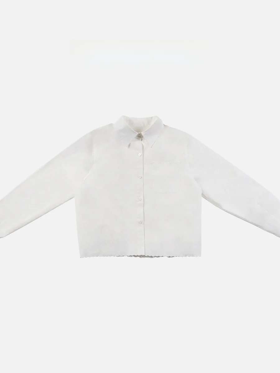 

PM Wang Na Na Pure Cotton Loose Fit irt Turn-down Collar Asymmetrical Hemline Casual Sle Spring 2026 New Arrival