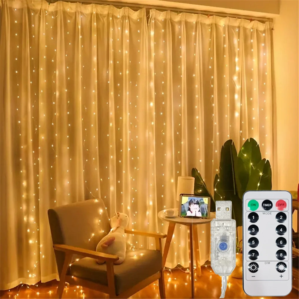 LED Curtain Fairy Light Christmas Halloween Garland Lamps for Wedding Party Home Decoration Garden Lights Wedding Decoration