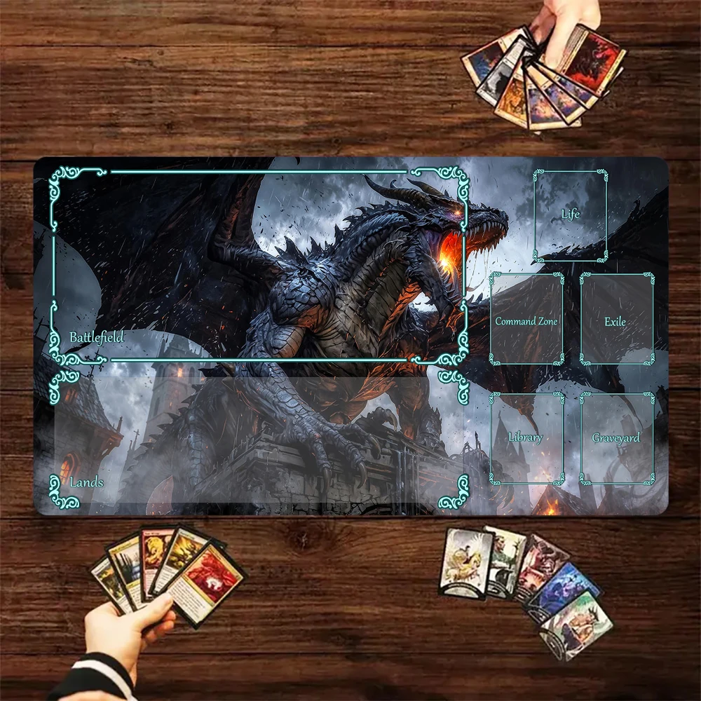 Magic Card Playmat with zone Dark style giant dragon theme MTG playmat gathering game mat Desk Mat Commander Battle playmat