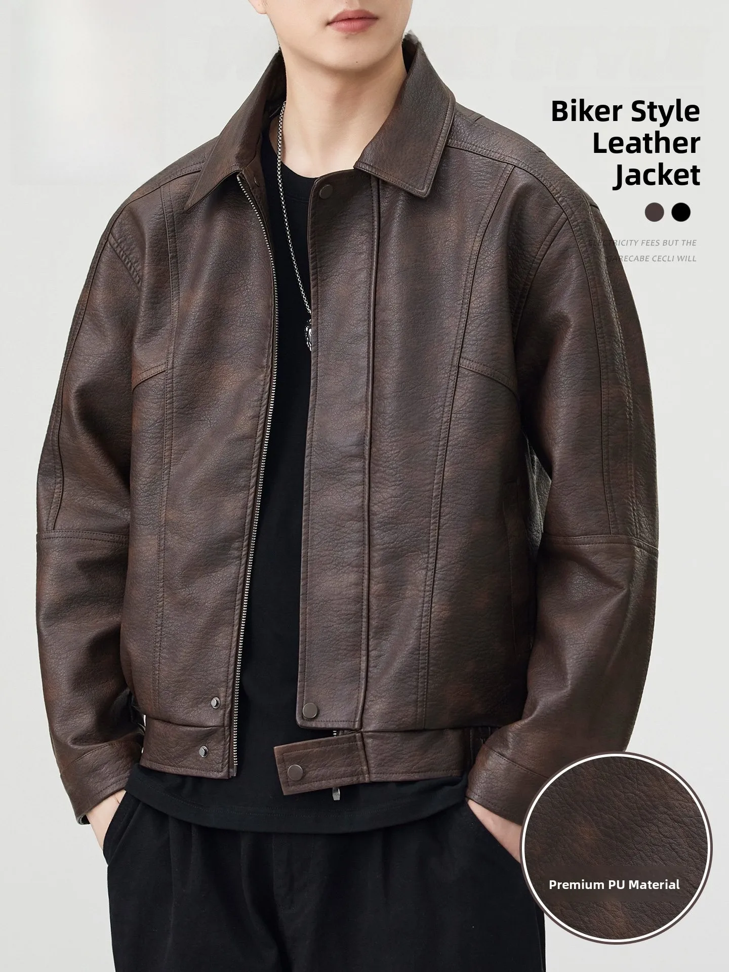 

Jeanswest American Retro Leather Jaet Men's Loose Flight Coat Trendy Brand Outerwear Autumn Winter New Sle Long Sve Zi...