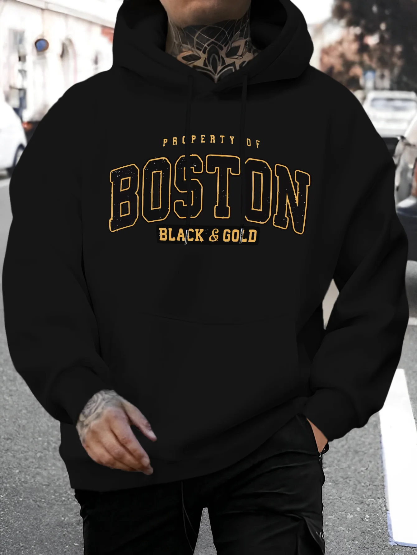 Autumn/Winter Boston Hoodie Design Men's Street Style Sportswear Autumn Casual Hoodie Fashion Round Neck Hoodie