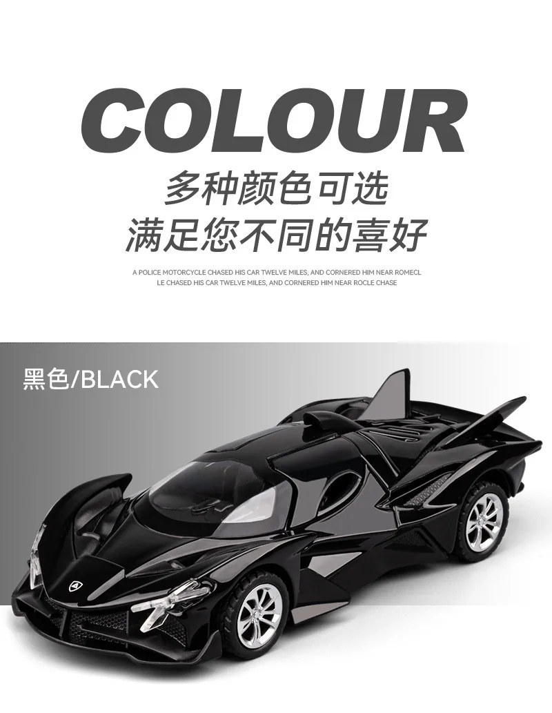 1:36 Apollo EVO Roadster Suono e luce Tirare indietro Modello di auto giocattolo per bambini Ornamento Modello di auto in lega pressofusa da collezione