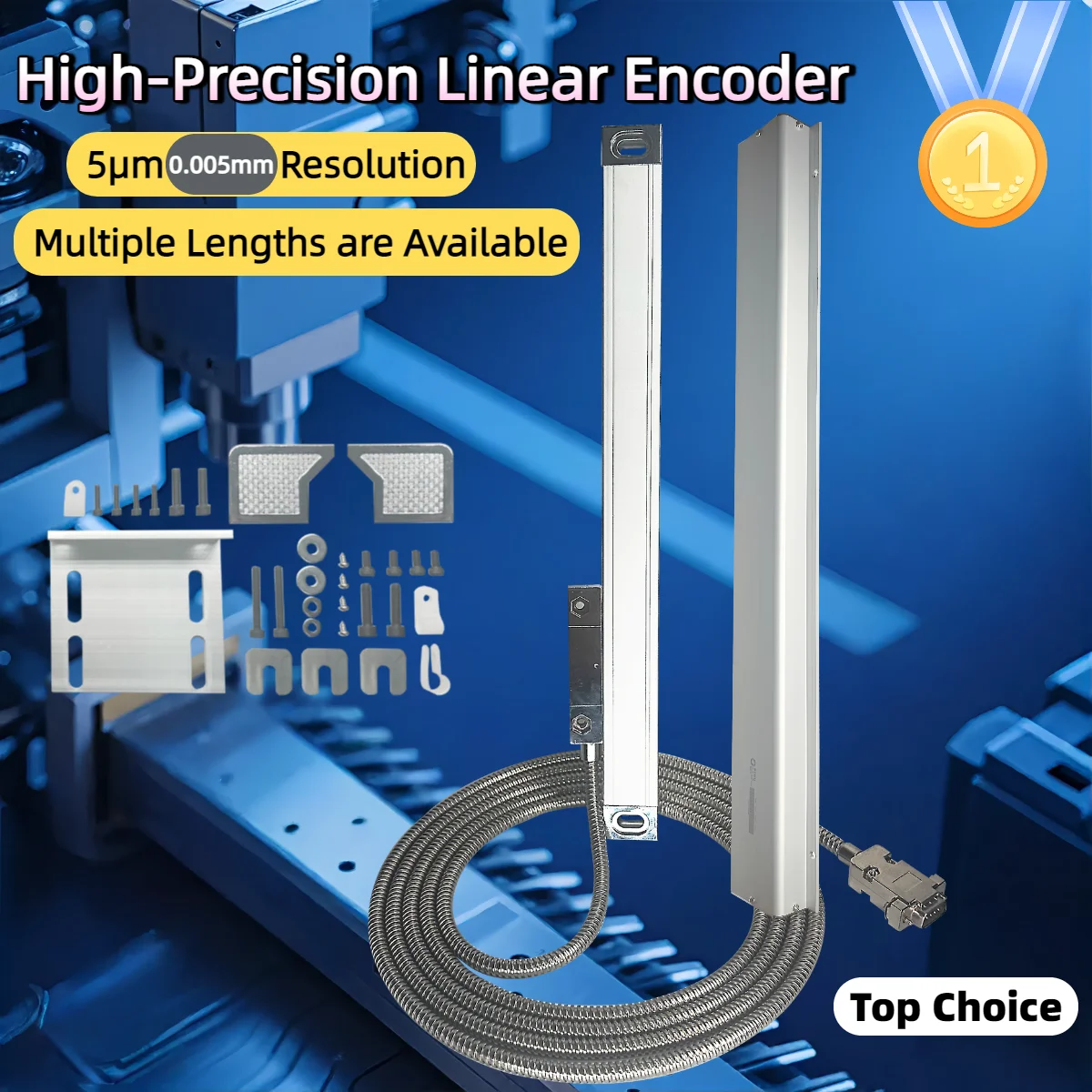 0,005 mm【5μm】 Scala lineare in vetro DRO KA35 100 150 200 250 300 350 400 mm TTL 5um Encoder ottico Sensore Reticolo Righello