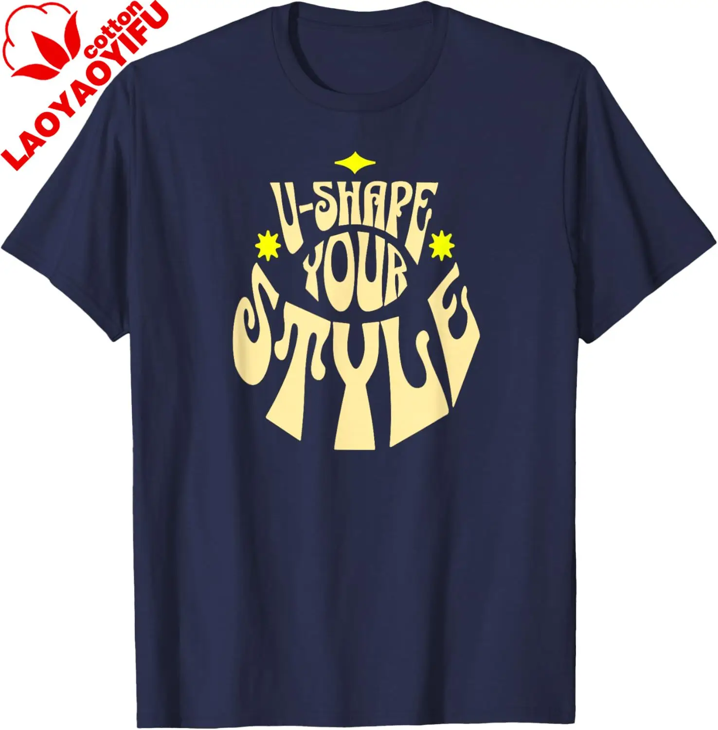 U-Shape Your Style Retro Expression Groovy Typography T-Shirt Personalized Clothing Gifts for Men Cotton Tee