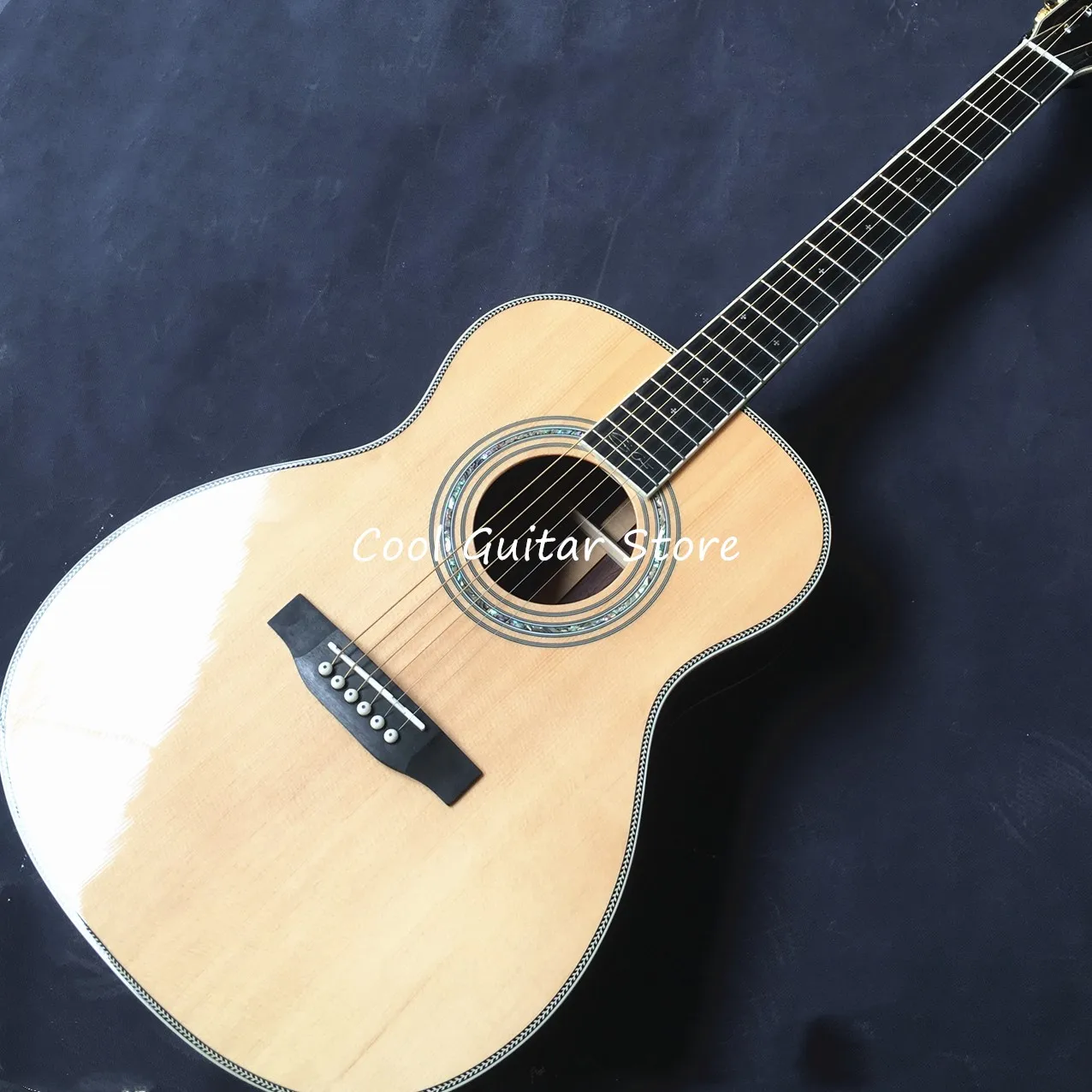 

Factory Custom Solid Spruce Top OM28 Acoustic Guitar 2023 New,Ebony Bridge,Fishbone Binding