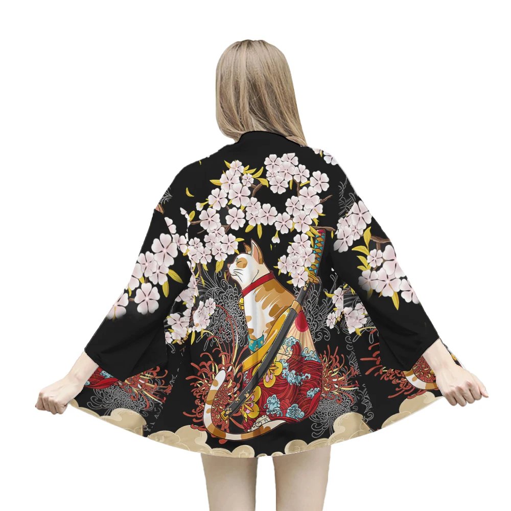 

Japanese Cat 3D Printed Kimono Men & Women Summer Casual Samurai Fashion Cardigan Yukata Kimonos Traditional Japanese Haori