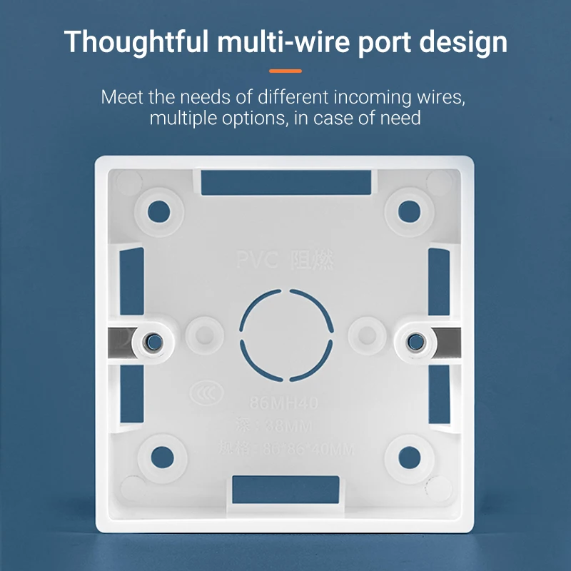 Pssrise EU UK มาตรฐาน86/146ชนิดกล่องติดตั้งพื้นผิวสวิตช์ผนังซ็อกเก็ตด้านล่างกล่องติดตั้งด้านหลังกล่องเชื่อมต่อ86*86มม