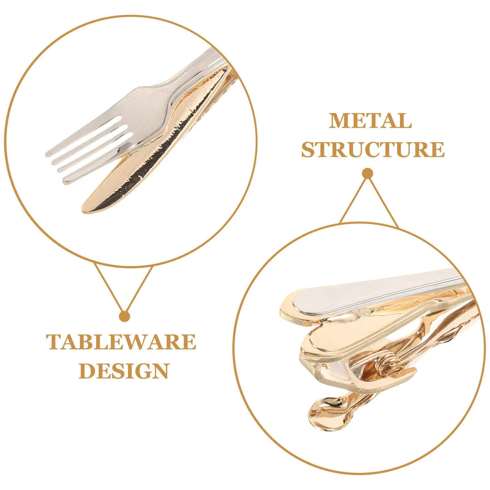 3Pcs Mens Tie Clips Copper Fork Knife Necktie Holder 1.97 Inch Wedding Business Suit Tie Clip Secure Grip Groomsmen Accessory
