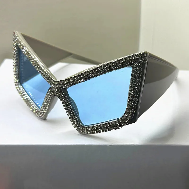Diamant Quadrat Sonnenbrille Frauen Luxus Strass Großen Rahmen Sonnenbrille Weibliche Outdoor UV Schutz Kristall Damen Brillen – Detail 13