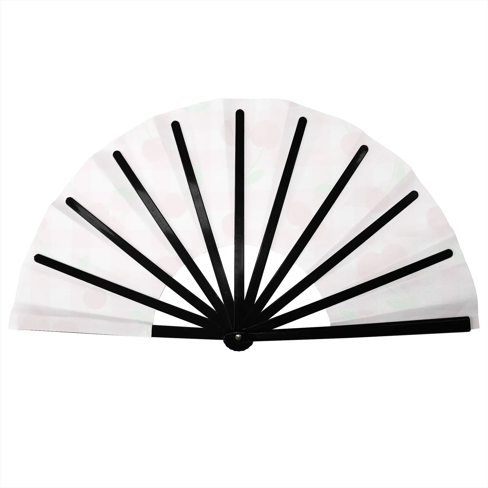 Sweet Sexy Red Cherries on Striped Stylish Hand Fan Women  Printed Polyester Fan Vintage For Wedding Party Gift