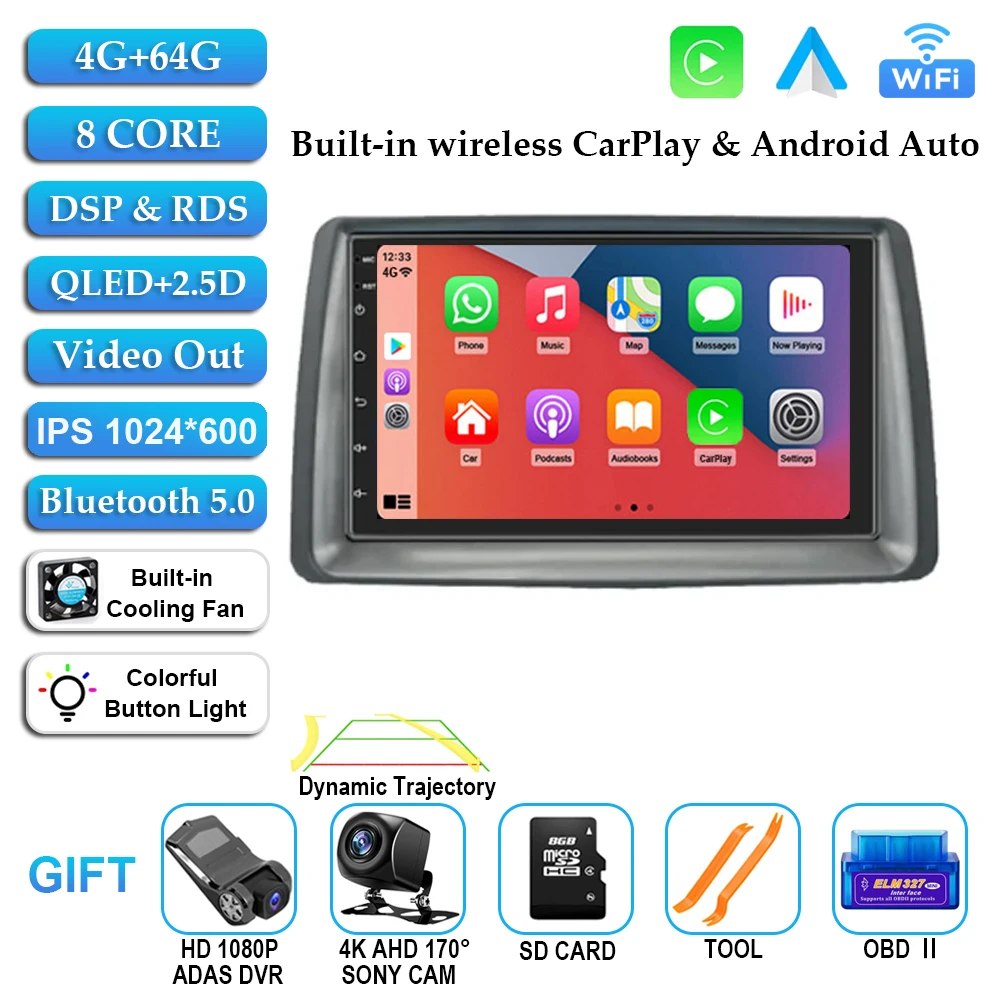 7 "Autoradio Android 14 Voor FIAT Panda 2003 2004 2005 2006 2007 -2012 Stereo Multimedia Speler navigatie Autoradio Carplay Auto