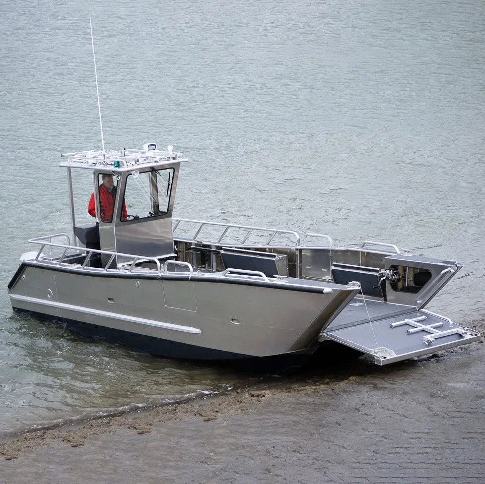 23ft Full Welded Aluminum Utility Party Barge Landing Craft Boat Kayaks with Trolling Motors