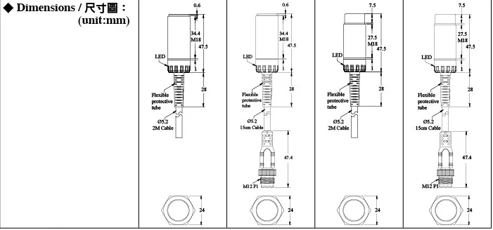 Honeywell/Honeywell Cylindrical Proximity Switch HP1-18-08N-H High Temperature 110 ° Spot