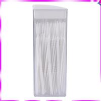 N96R 50 Pcs Plastic Toothpicks 2 Way Tooth Picks Interdental Brush Cleaners Portable Box Random Color