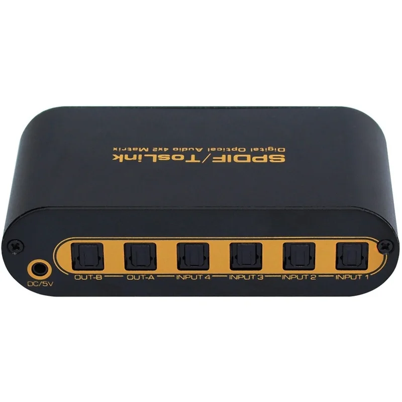 DT21 Spdif Toslink Digital Optical Audio True Matrix 4x2 Switch Switcher Splitter 4 In 2 Out for Dolby LPCM2.0 DTS Home Theater