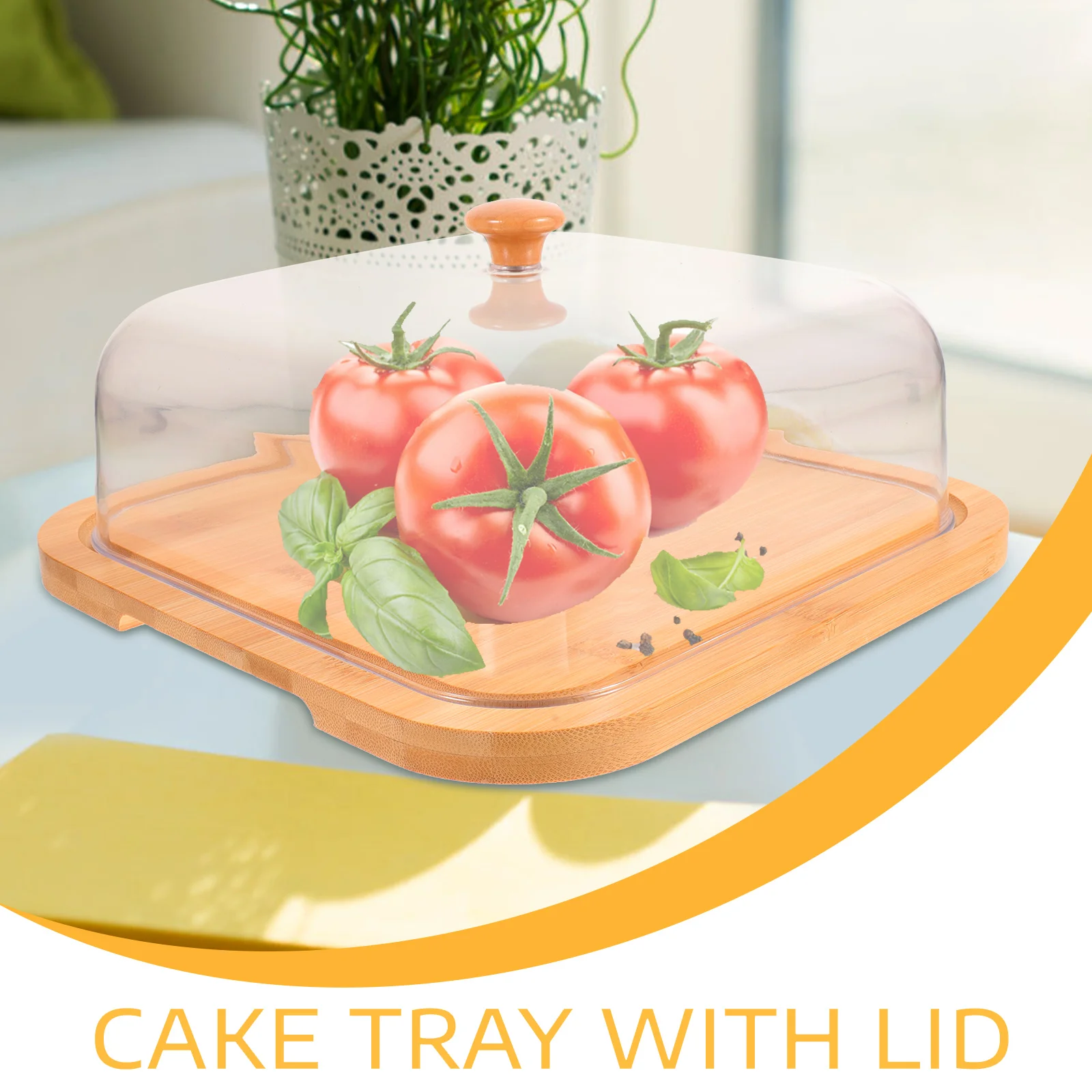

Acrylic Bamboo Acrylic Cake St Tray St Lid Dust Cover Wedding Party Display Snack Holder Plate Kitchen Bar Accessories