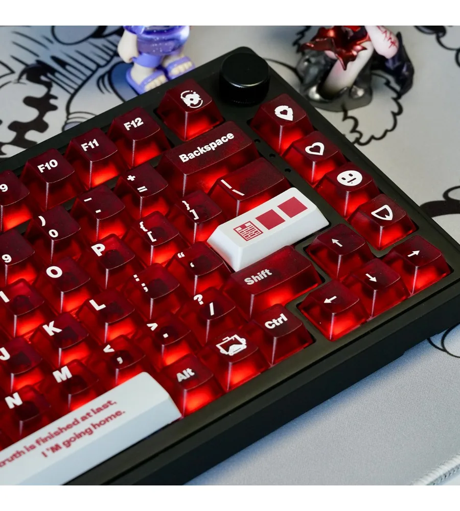 Keycap PBT Sublimation PC Pad Printing Original Factory High Fog Transparent Red/Black/White Large Character Mechanical Keyboard