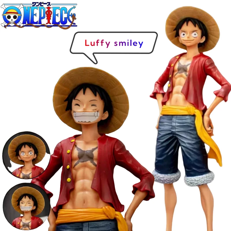 Figura de Luffy de una pieza, modelo de estatua creativa de alto valor, dibujos animados, cara segura, ensamblaje de intercambio, ordenador, escritorio, coche, regalo ornamental