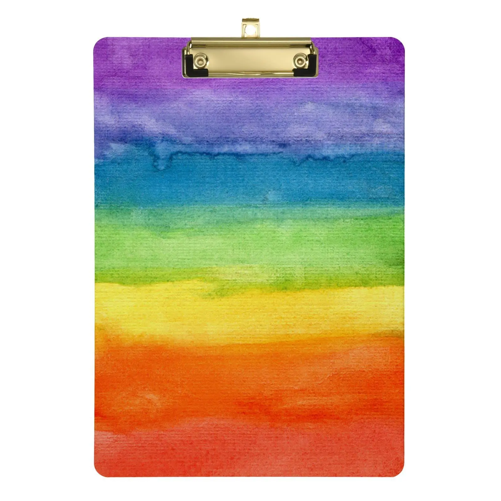 Colorful Stripe Rainbow Acrylic Clipboard Metal Low Profile Clip Decorative Plastic Clipboards for Office School Student Kids