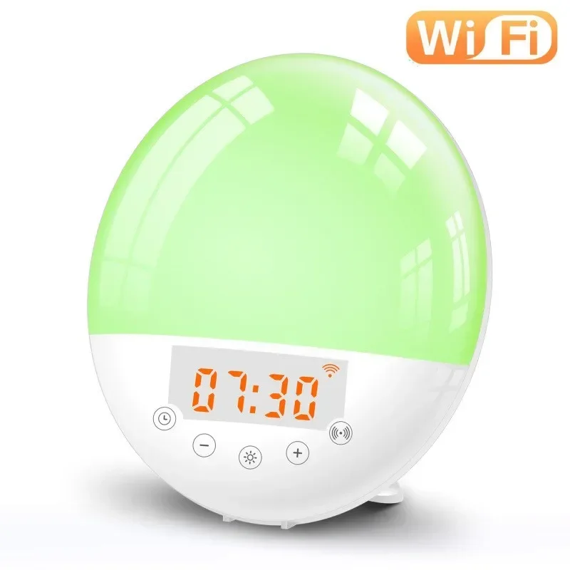 Wifi Voice Control Smart Wake-up Light sveglia Sunrise Natural Wake-up Light Sleep Atmosphere Light Sound and Light Integrat