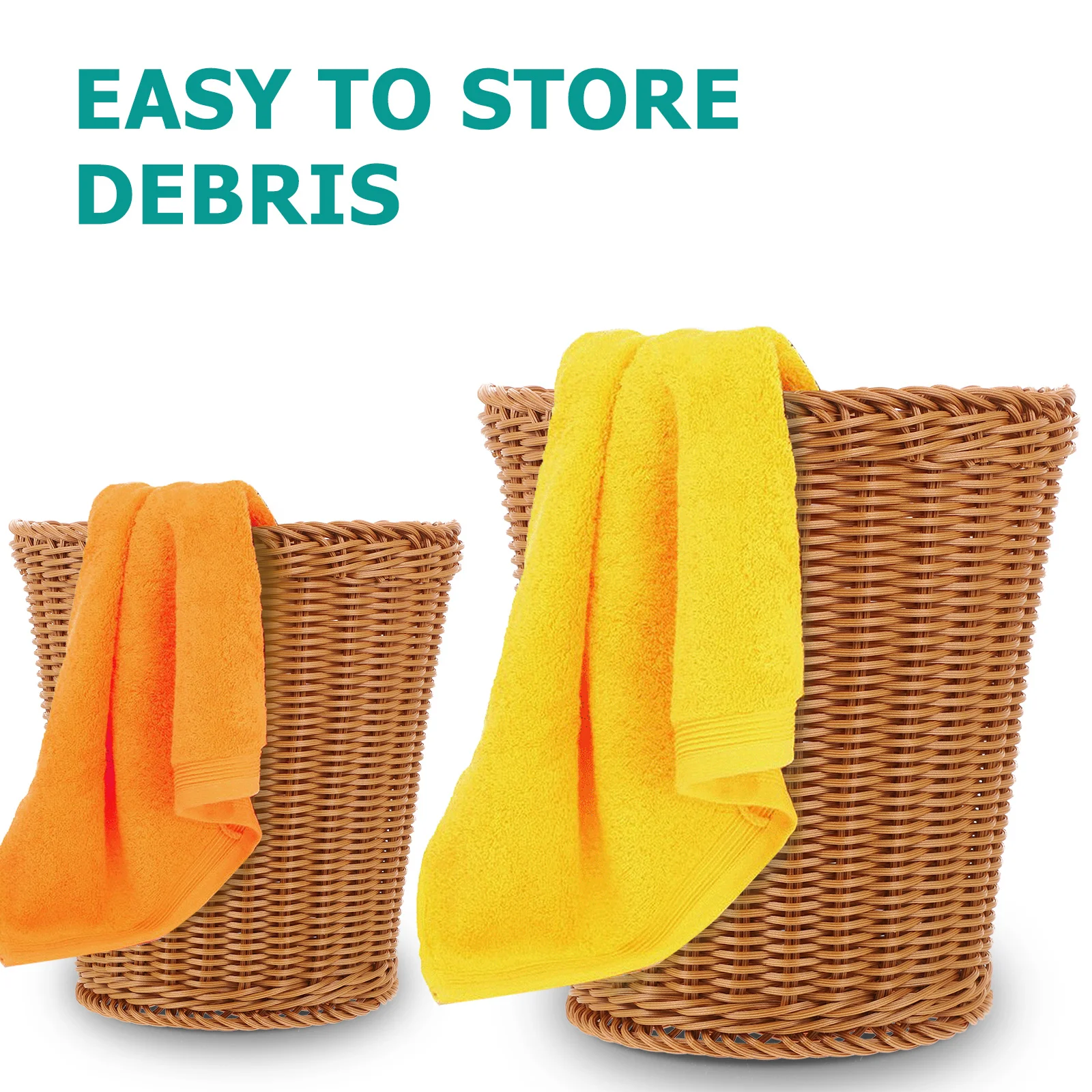 

Woven Trash Basket Natural Style Imitation Rattan Storage Bin for Home Office Bathroom Decorative Woven Waste Basket