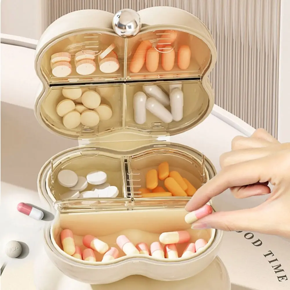 Pocket 7 Grids Pill Storage Box Dispensing Weekly Pill Case Sealed Moisture-Proof Medicine Box Vitamins