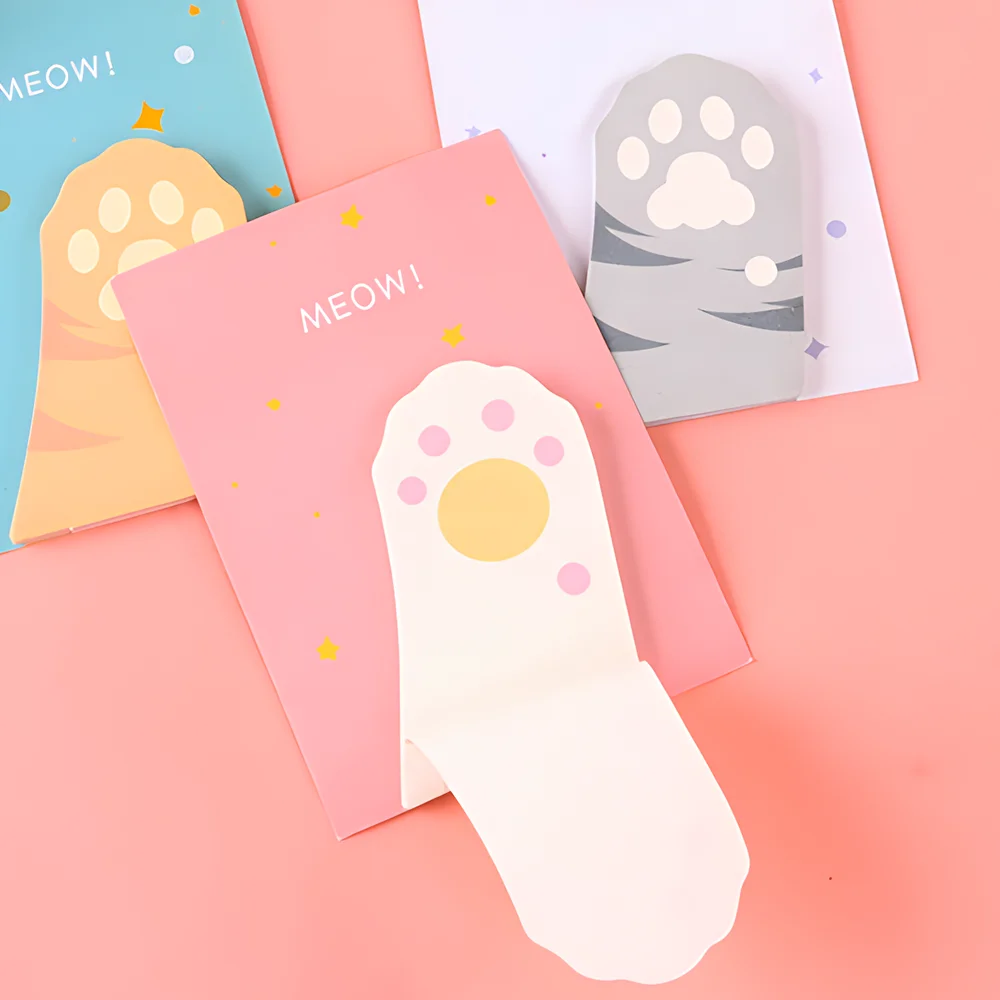 Korean Cute Cat Paw Sticky Memo Pad Notes Funny Kawaii Post Notepad Journal School Paper Aesthetic Stationery Index Tab Bookmark