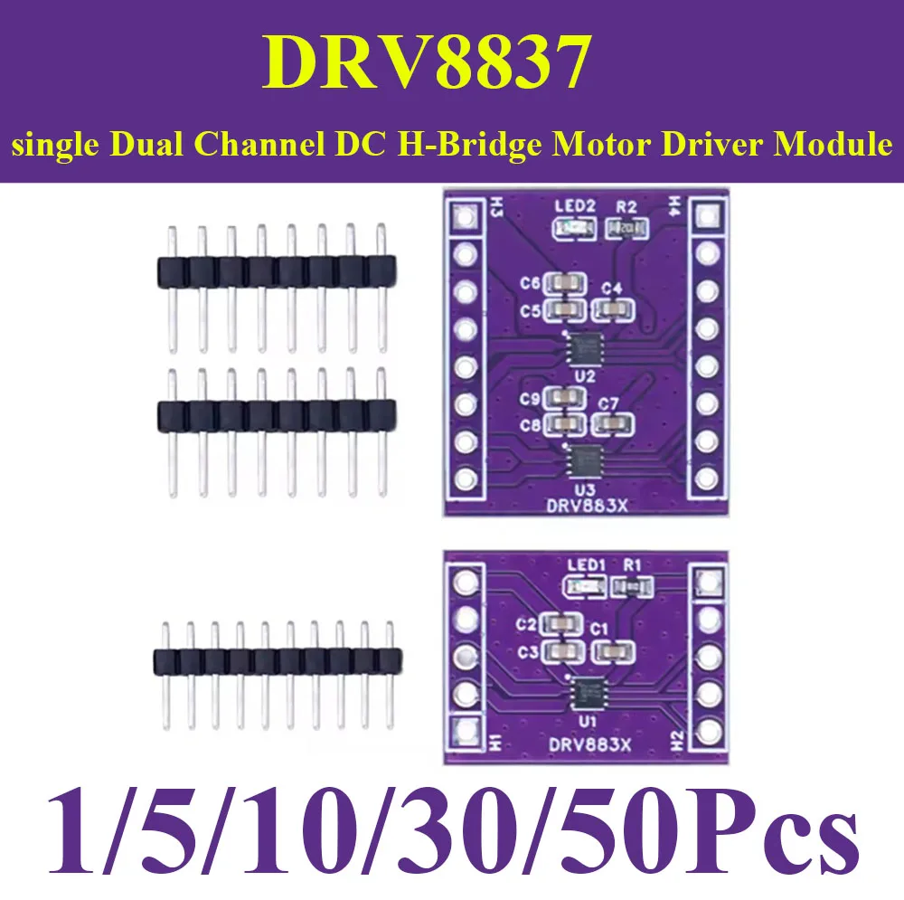 1/5/10/30/50Pcs DRV8837 1 Channel 2 Channel DC H-Bridge Motor Driver Module 1.8A Output Stepper Brushed DC Motor Drive Board