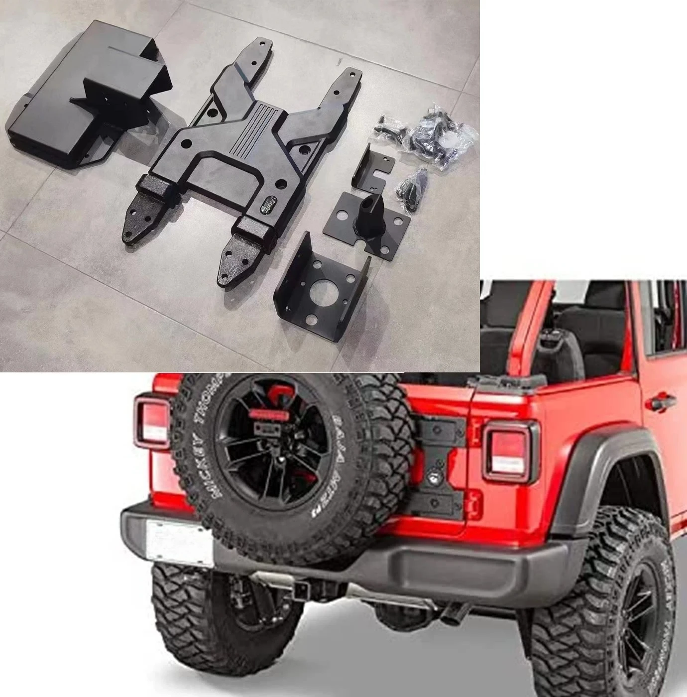 

Car Spare Tire Carrier Tailgate Bracket Hinge Reinforcement Kits For 2018-UP Wrangler JL