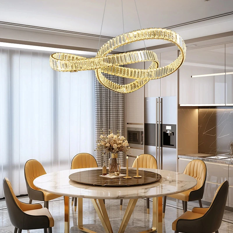 Modern Luxury Crystal Led Chandelier Irregular Gold Ceiling Chandelier Living Room Bedroom Dining Room Chandelier Ring Design