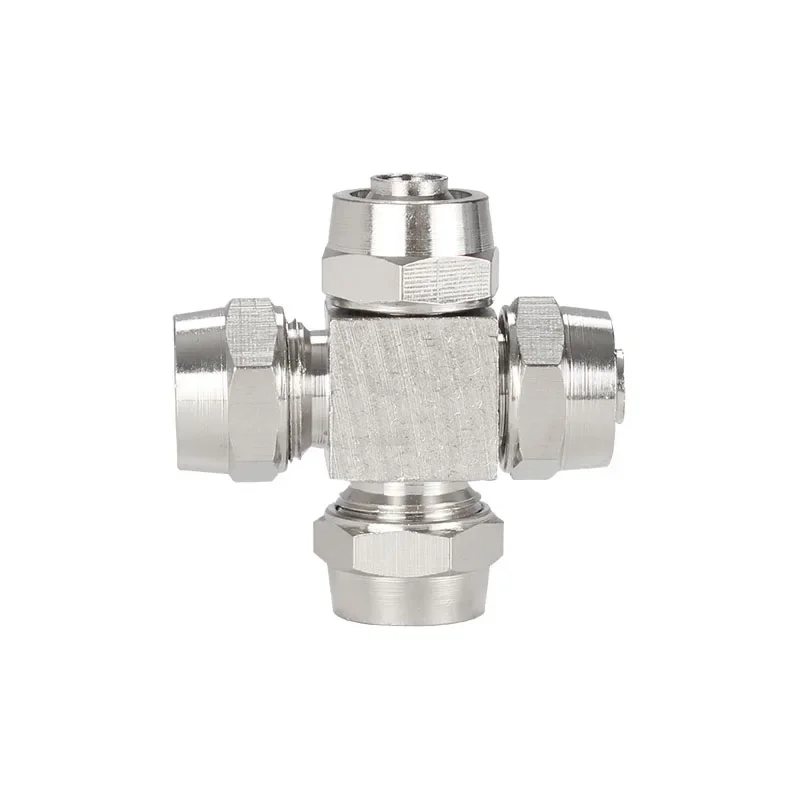 PZA-6 PZA-8 PZA-10 Quick Twist Connector The Copper-plated Pneumatic Connector Cross Type 4 Ways Air Hose Quick Fitting