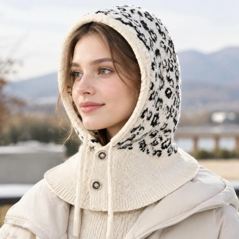Cold Weather Balaclava Hooded Scarf with Stretchy Pull-On Design and Extended Head, Neck, and Shoulder Coverage for D0UB