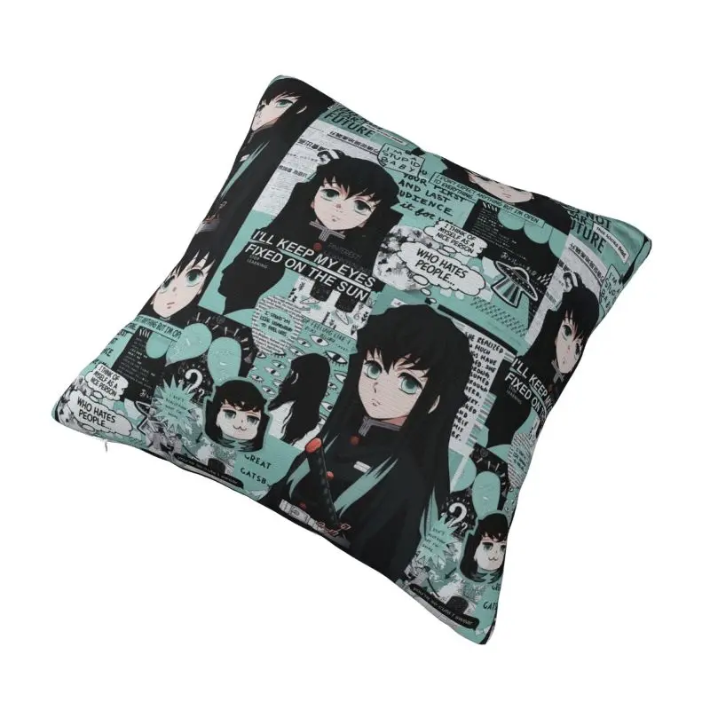 Custom Modern Demon Slayers Muichiro Tokito Collage Sofa Cushion Cover Polyester Kimetsu No Yaiba Pillow Case