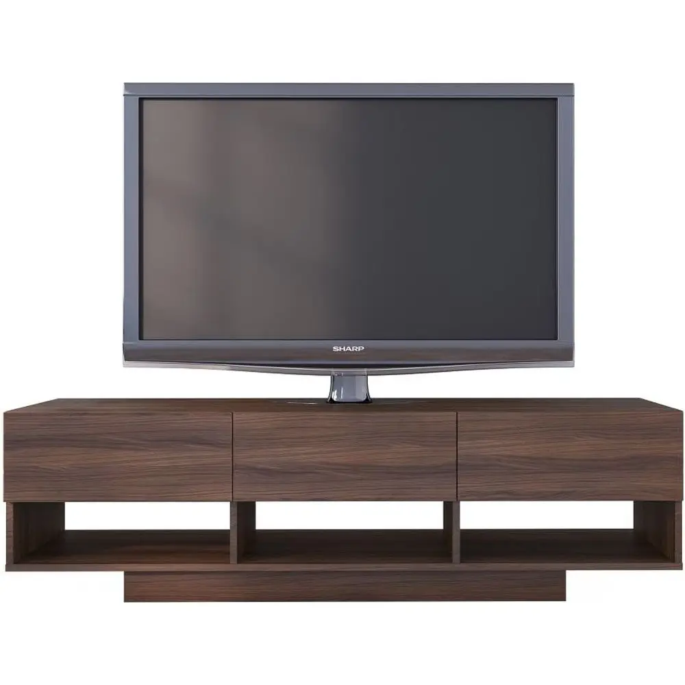 

60 Walnut Rustic TV Stand for 3 Shelves