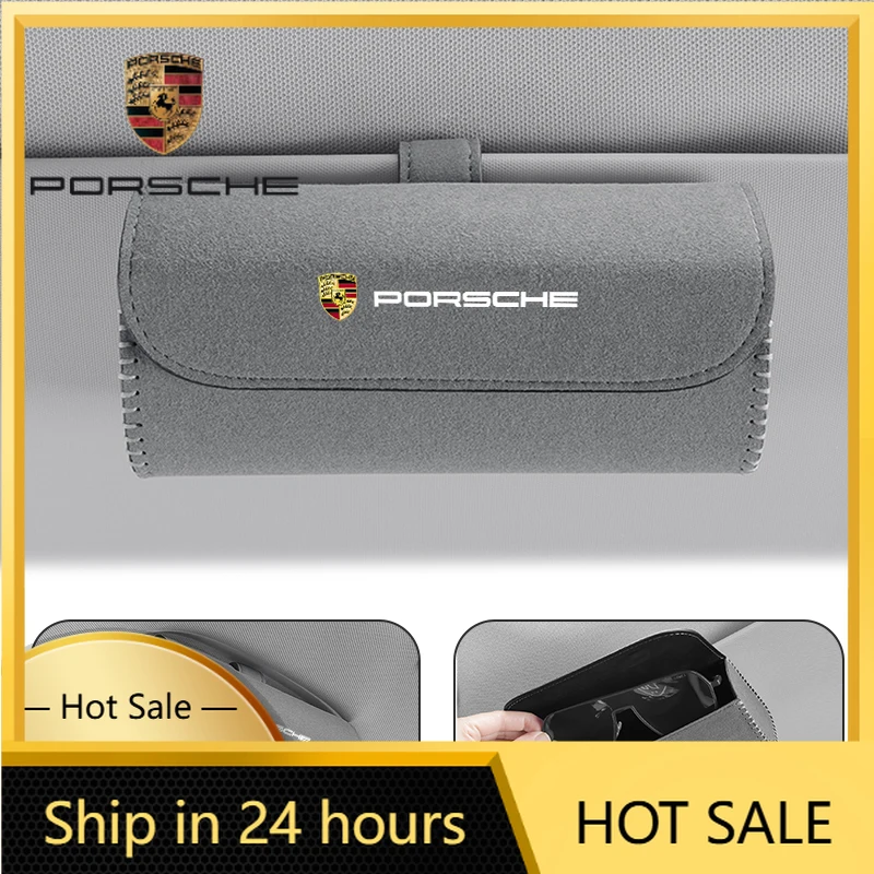 

Наклейка на автомобиль для Porsche: замшевый чехол для солнцезащитного козырька, держатель для очков и солнцезащитных очков, органайзер для хранения для Porsche Cayenne, Panamera, Macan, 911, 7