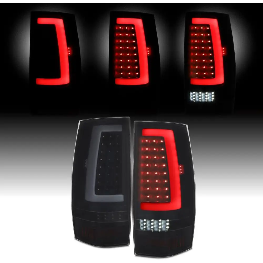 

Комплект задних фонарей Full LED C-Tube DRL с функцией динамических указателей поворота, черные, тонированные, для Chevrolet Suburban, Tahoe, GMC Yukon XL 2007-2014 гг.