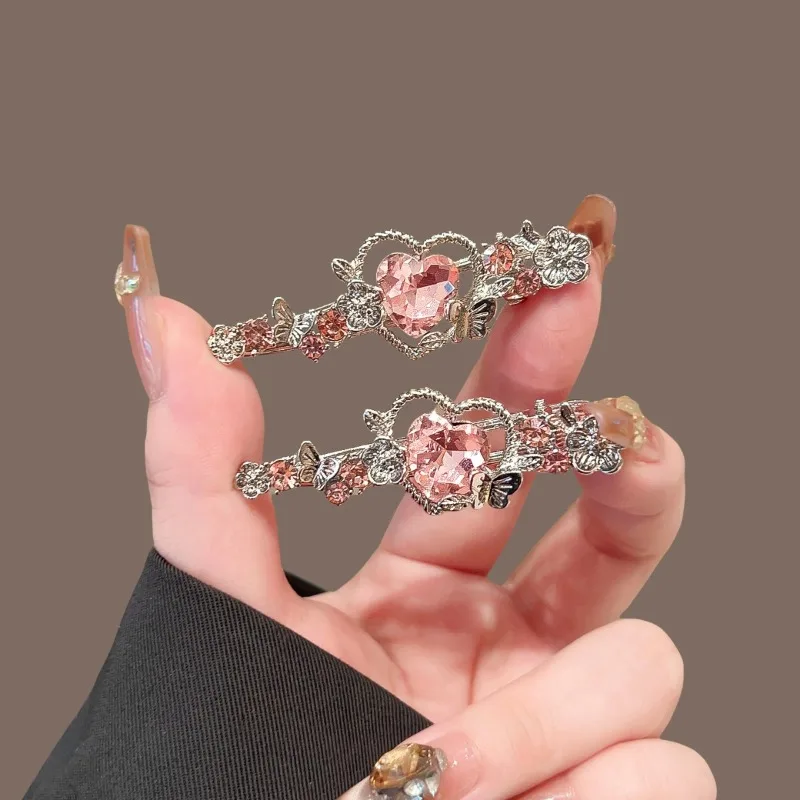 Elegant Heart Diamond Hair Clips Exquisite Ladies Bangs Clips Sweet Teenage Girls Hairpin Girlfriend Birthday Gifts