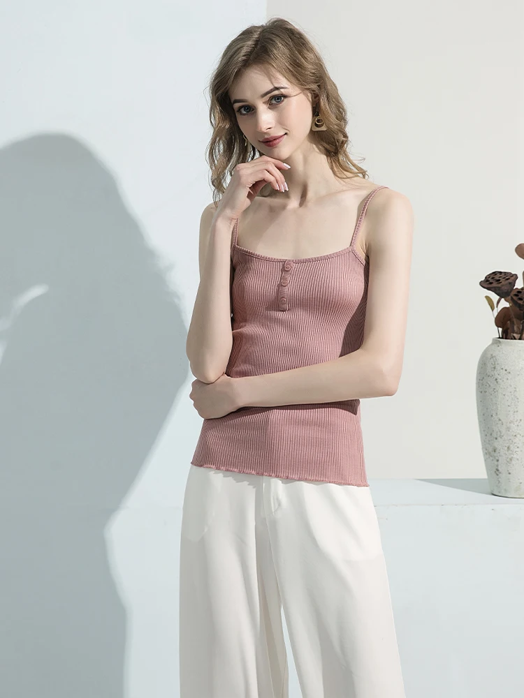 SuyaDream Women Silk Camis ole 30% Silk 70% Cotton knit Natural Chic Camis 2022 Spring Summer Solid T shirt White