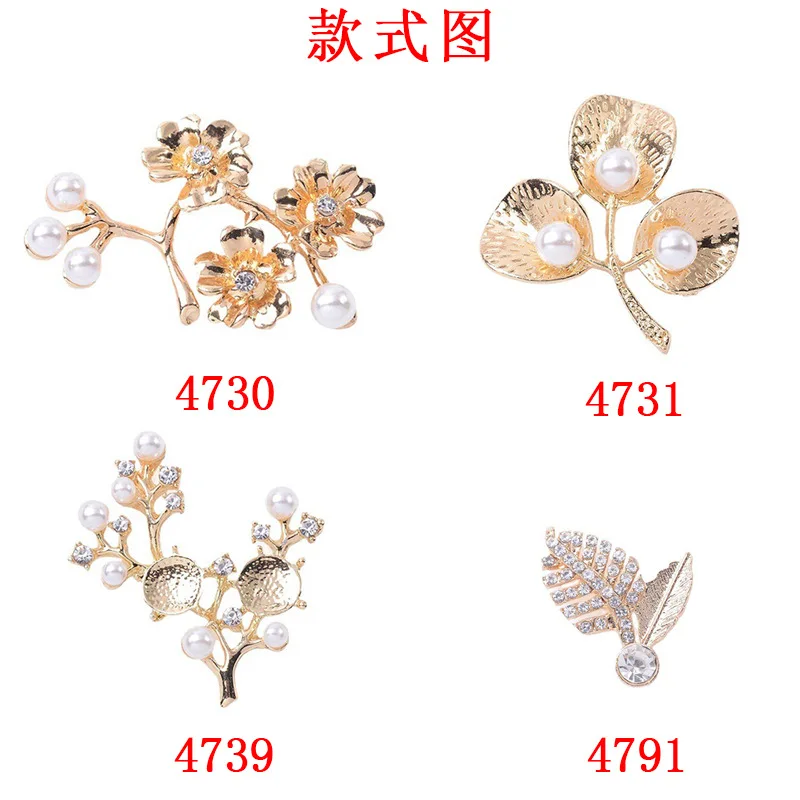 Spot direct supply DIY antique hair accessories hairpin jewelry accessories inlaid with pearl flower branches and leaves