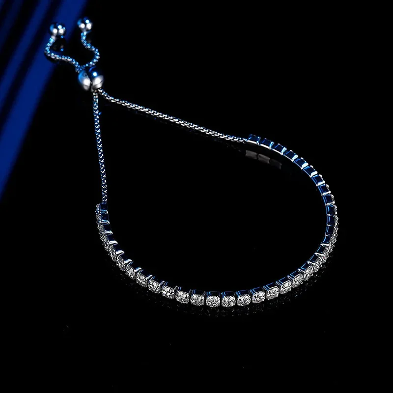 3mm 3.5cttw Moissanite Adjustable Bracelet For Women 925 Sterling Silver Hand Chain Valentine's Day Gift Luxury Jewelry