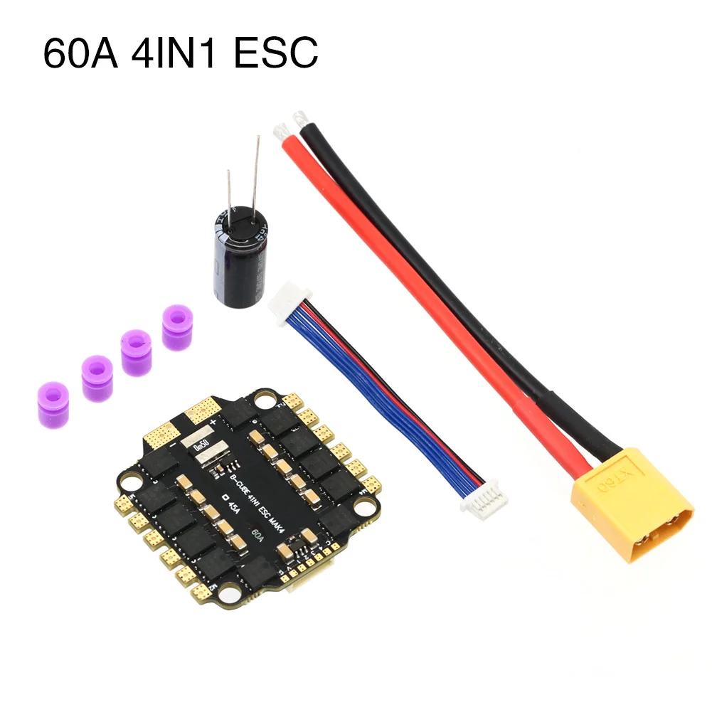 

UAngel 4IN1 45A 60A ESC BLHELI_S Support 3-6S brushless motor Support DShot300 600 Multishot Oneshot PWM FPV F4 Flight Control