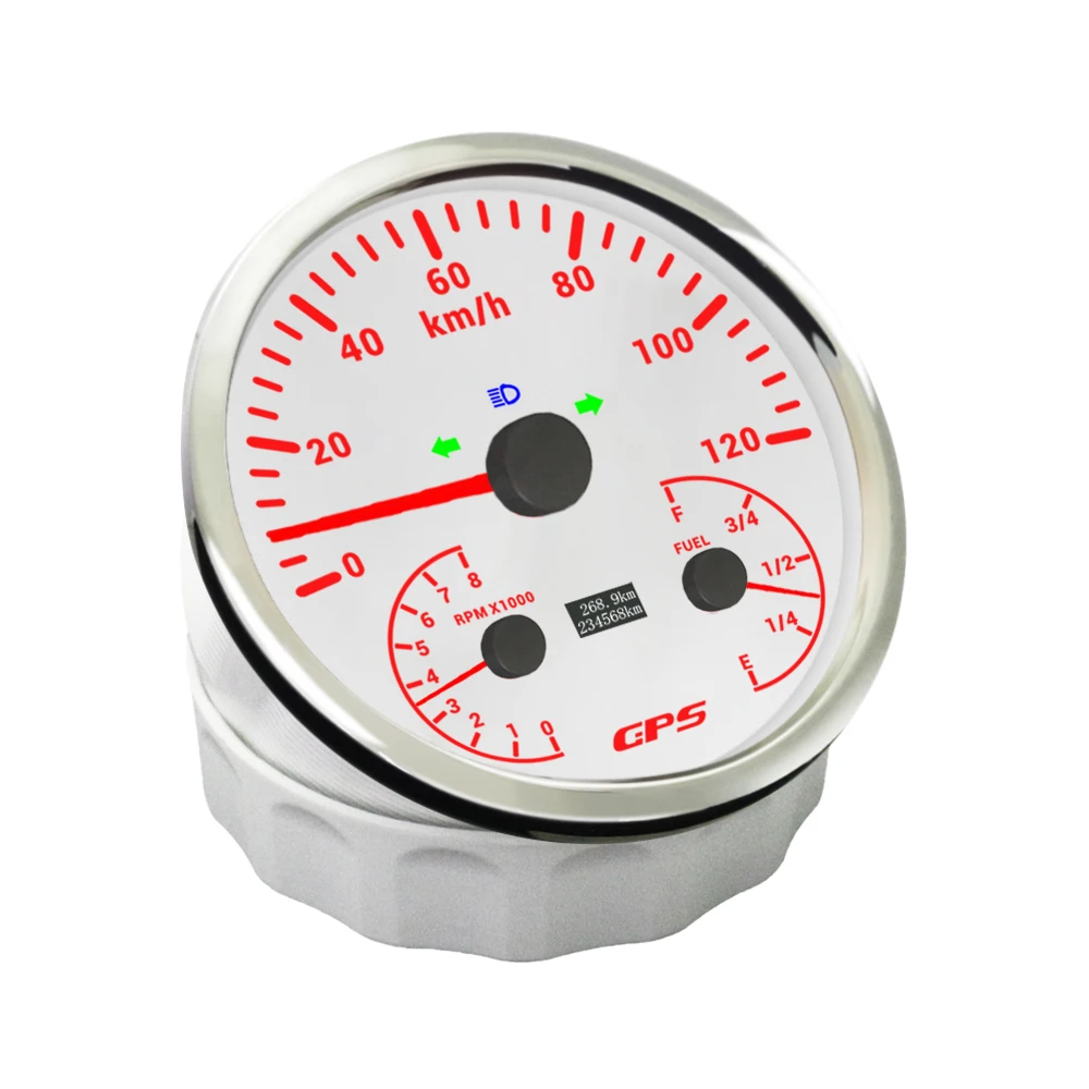 

ELING 110mm 3in1 Multifunctional GPS Speedometer with 0-8000RPM Tachometer Fuel Level 7 Colors Backlight for Marine Boat Auto
