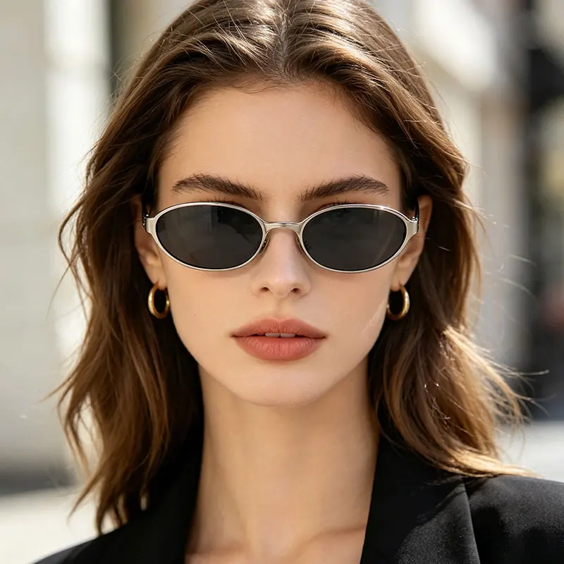 Retro Oval Design Sunglasses Women 2026 New Y2K Small Metal Frame UV400 Protection Vintage Punk Sun Glasses Fashion Eyewear image 2