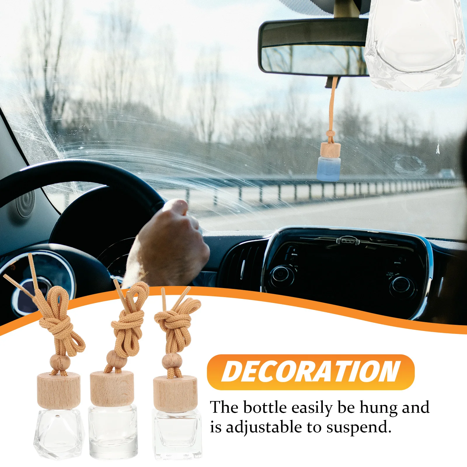 

9pcs Car Aromatherapy Bottle Reusable Diffuser Portable Refillable Transparent Household Supplies Modern Design Quality Gift