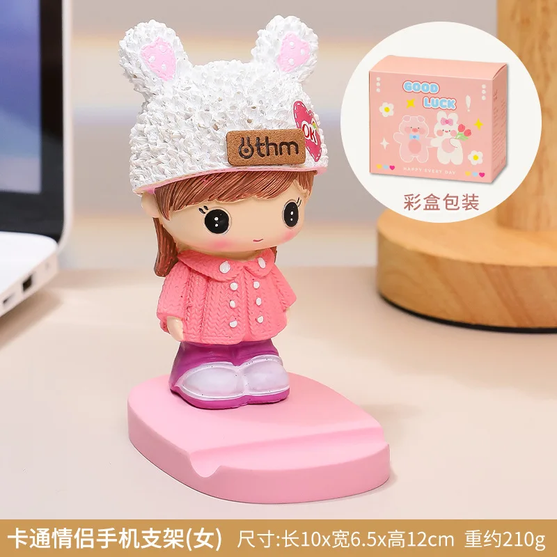 Cute Cartoon Phone Stand Desktop Office Desk Couple Cute Handmade Ornament High-end Gift Small Ornament for iPhone 17 16 15