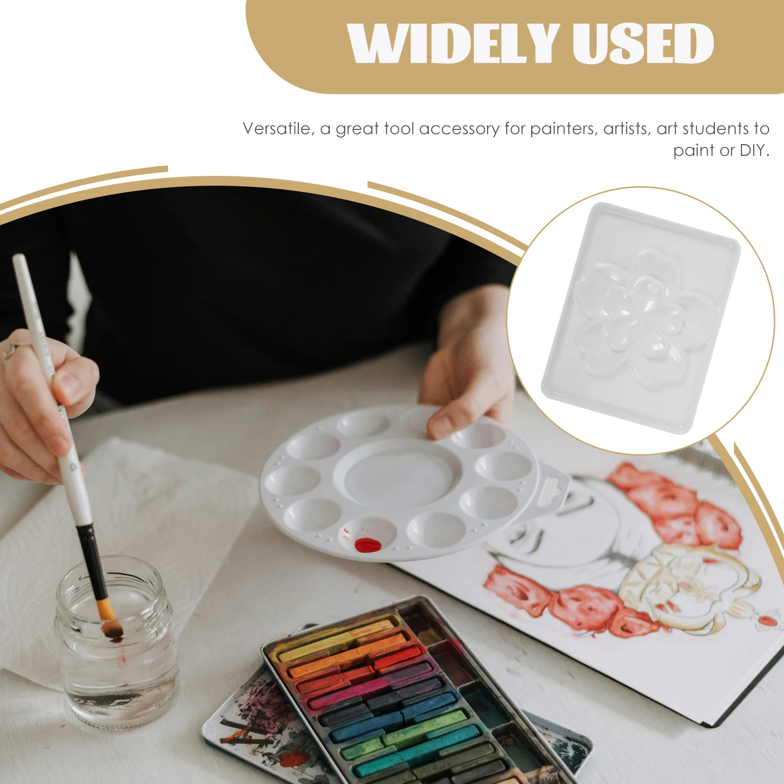 

Watercolor Palette Oil Color Mixing Board Pigment Storage Tray Lightweight Paint Accessory Empty Palette For Acrylic Painting