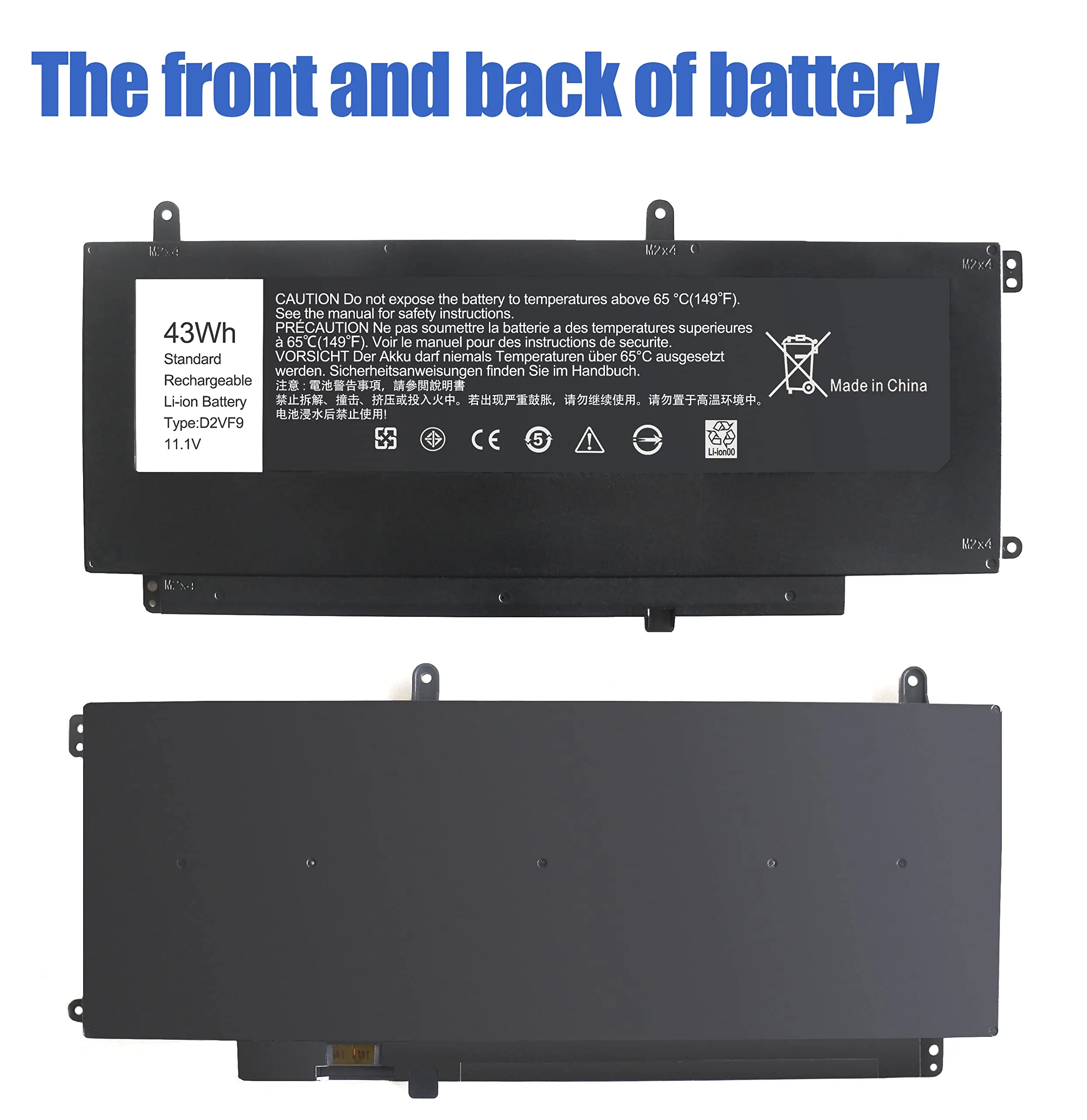 D2VF9 Laptop Battery for Dell Inspiron 15 7547 7548 7549 Vostro 14 5459 0PXR51 PXR51 4P8PH YGR2V 0YGR2V Li-ion Battery 11.1V